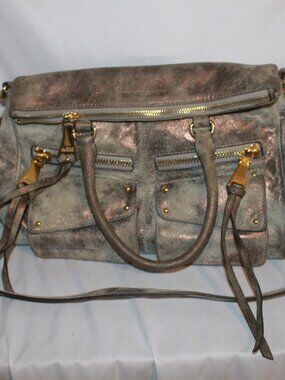 Aimee Kestenberg Soho Distressed Metalic Leather Sachel Crossbody